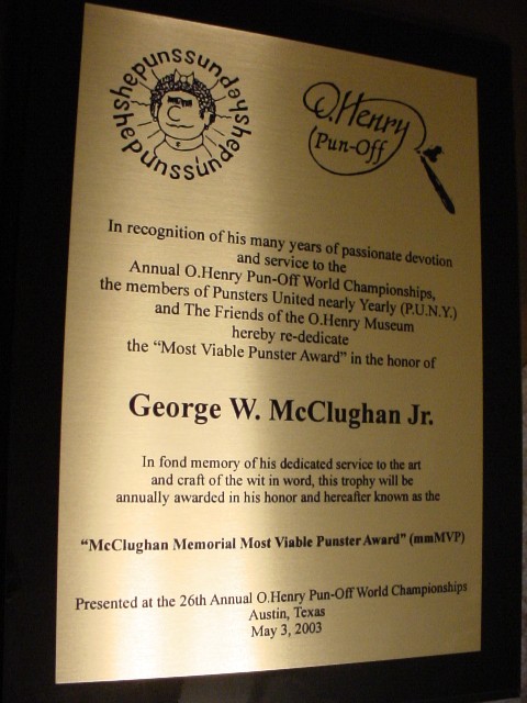 McClughan Memorial MVP Plaque